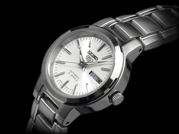Seiko 5 Classic White Dial with Red Bar Couple's Stainless Steel Watch Set SNKK25K1+SYME39K1 - Diligence1International