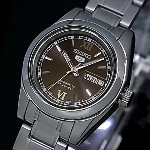 Seiko 5 Classic Ladies Size Brown Dial Stainless Steel Strap Watch SYMK25K1 - Diligence1International