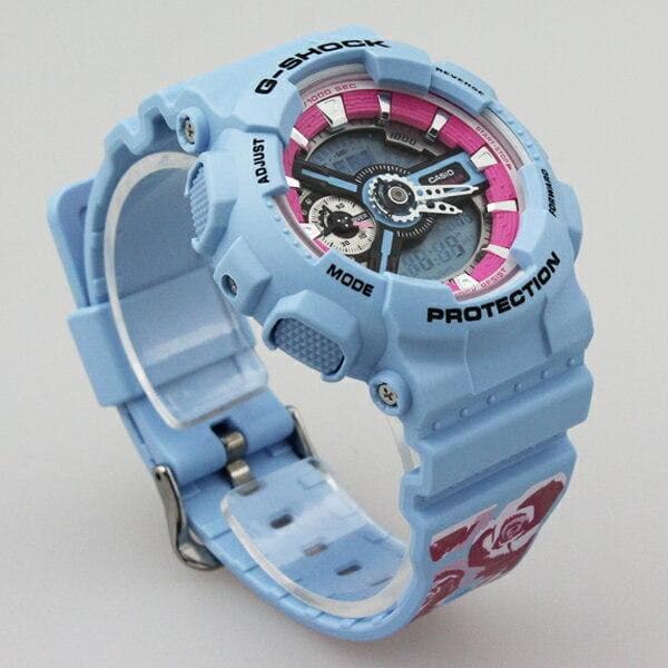 Casio G-Shock S Series Analog-Digital Baby Blue Floral Pattern Strap Ladies' Watch GMAS110F-2ADR - Diligence1International