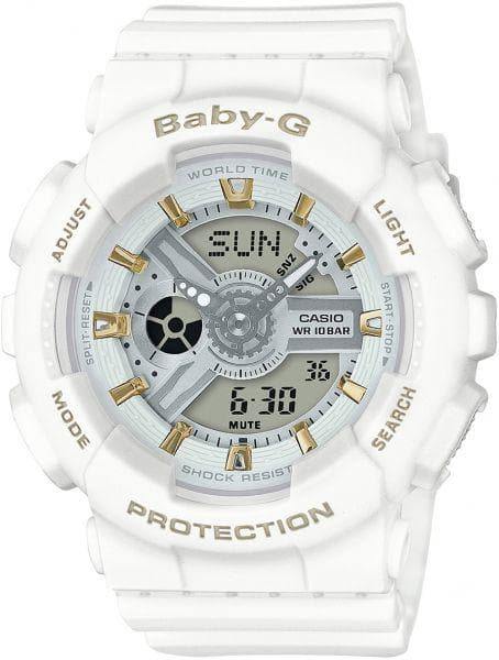 Casio Baby-G BA-110 Series Analog-Digital White x Matte Ecru x Gold Accents Watch BA110GA-7A1DR - Diligence1International