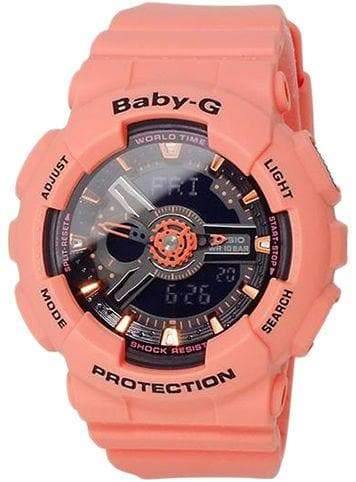 Casio Baby-G BA-110 Series Standard Anadigi Peach Matte Orange x Black Dial Watch BA111-4A2DR - Diligence1International