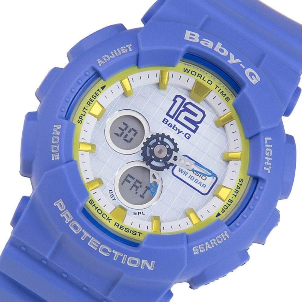 Casio Baby-G BA-120 Analog-Digital Navy Blue x Yellow Accents White Dial Watch BA120-2BDR - Diligence1International