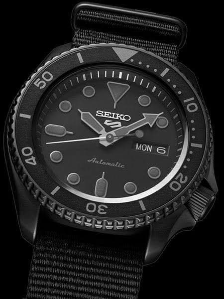Seiko 5 Sports 100M Automatic Men's Watch Stealth All BLACK Nylon Strap SRPD79K1