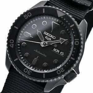Seiko 5 Sports 100M Automatic Men's Watch Stealth All BLACK Nylon Strap SRPD79K1