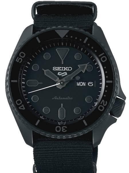 Seiko 5 Sports 100M Automatic Men's Watch Stealth All BLACK Nylon Strap SRPD79K1