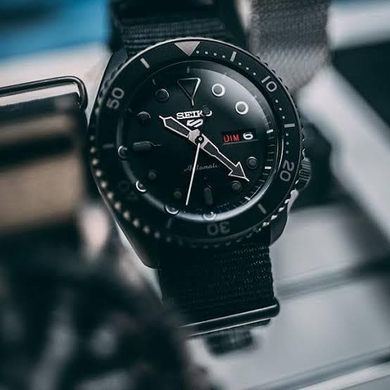 Seiko 5 Sports 100M Automatic Men's Watch Stealth All BLACK Nylon Strap SRPD79K1