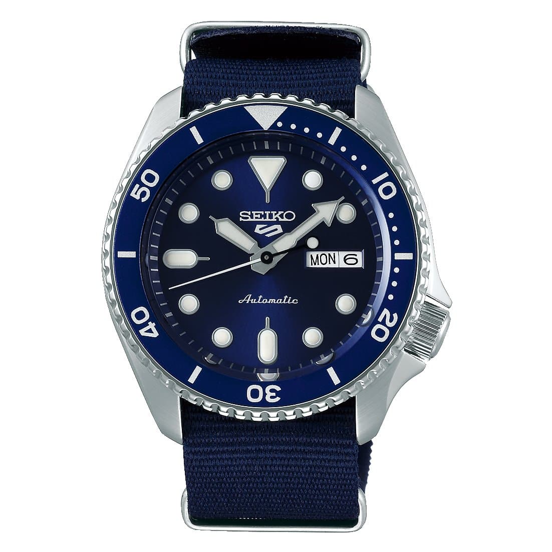 Seiko 5 Sports 100M Automatic Men's Watch Blue Bezel Dial Nylon Strap SRPD51K2