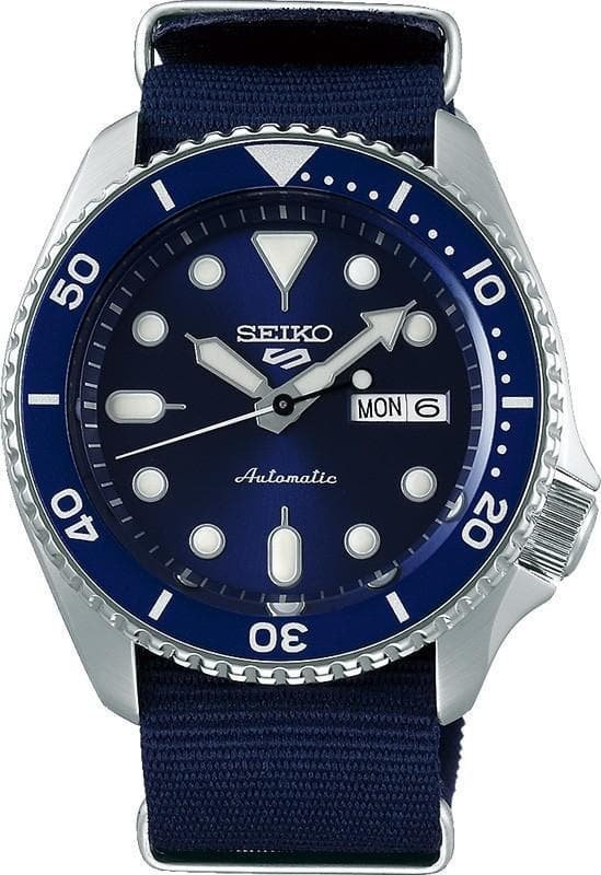 Seiko 5 Sports 100M Automatic Men's Watch Blue Bezel Dial Nylon Strap SRPD51K2