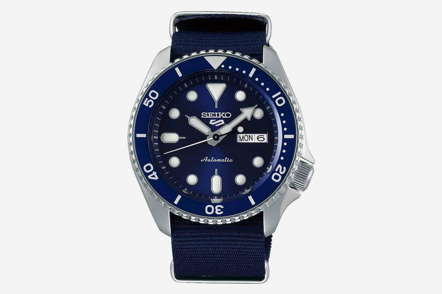 Seiko 5 Sports 100M Automatic Men's Watch Blue Bezel Dial Nylon Strap SRPD51K2
