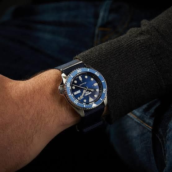 Seiko 5 Sports 100M Automatic Men's Watch Blue Bezel Dial Nylon Strap SRPD51K2