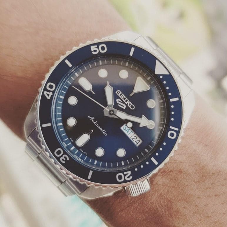 Seiko 5 Sports 100M Automatic Men's Watch Blue Bezel Dial SRPD51K1
