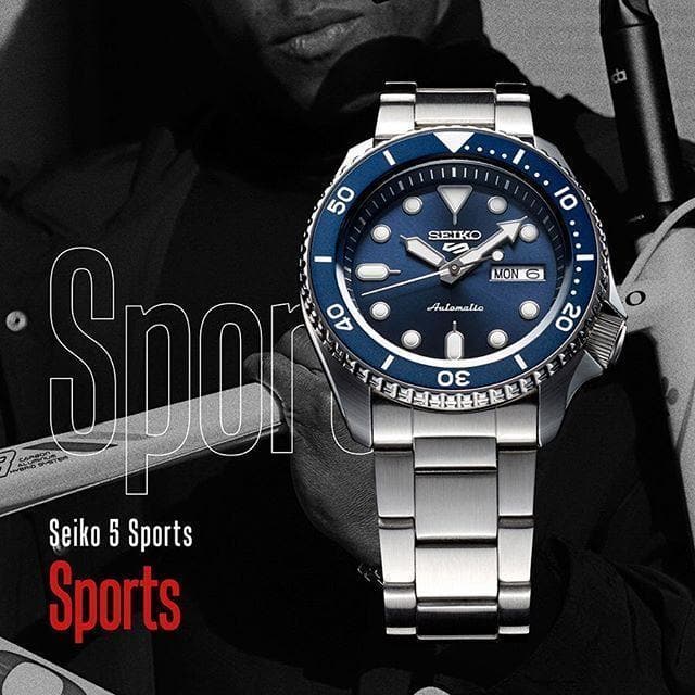 Seiko 5 Sports 100M Automatic Men's Watch Blue Bezel Dial SRPD51K1