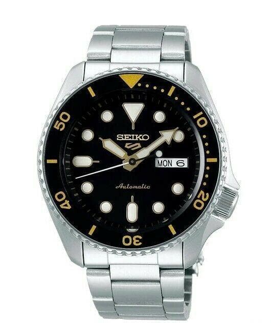 Seiko 5 Sports 100M Automatic Men's Watch Gold Black Bezel SRPD57K1