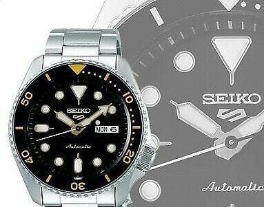 Seiko 5 Sports 100M Automatic Men's Watch Gold Black Bezel SRPD57K1