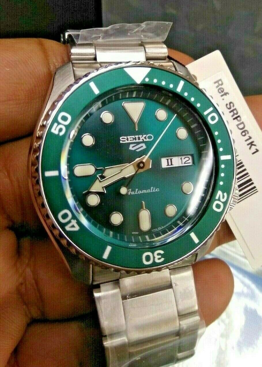 Seiko 5 Sports 100M Automatic Men's Watch HULK Green Bezel Dial SRPD61K1