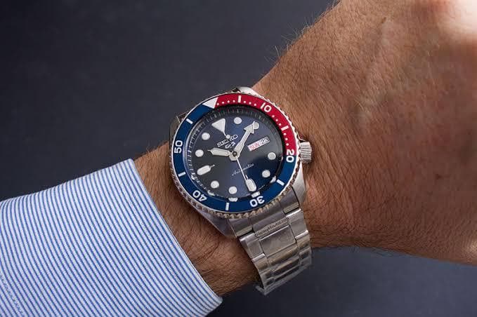 Seiko 5 Sports 100M Automatic Men's Watch Pepsi Bezel Blue Dial SRPD53K1