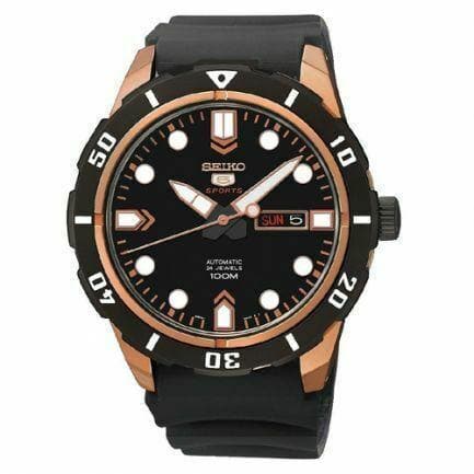 Seiko 5 Sports 100M Automatic Men's Watch Black Dial Rubber Strap SRP680K1