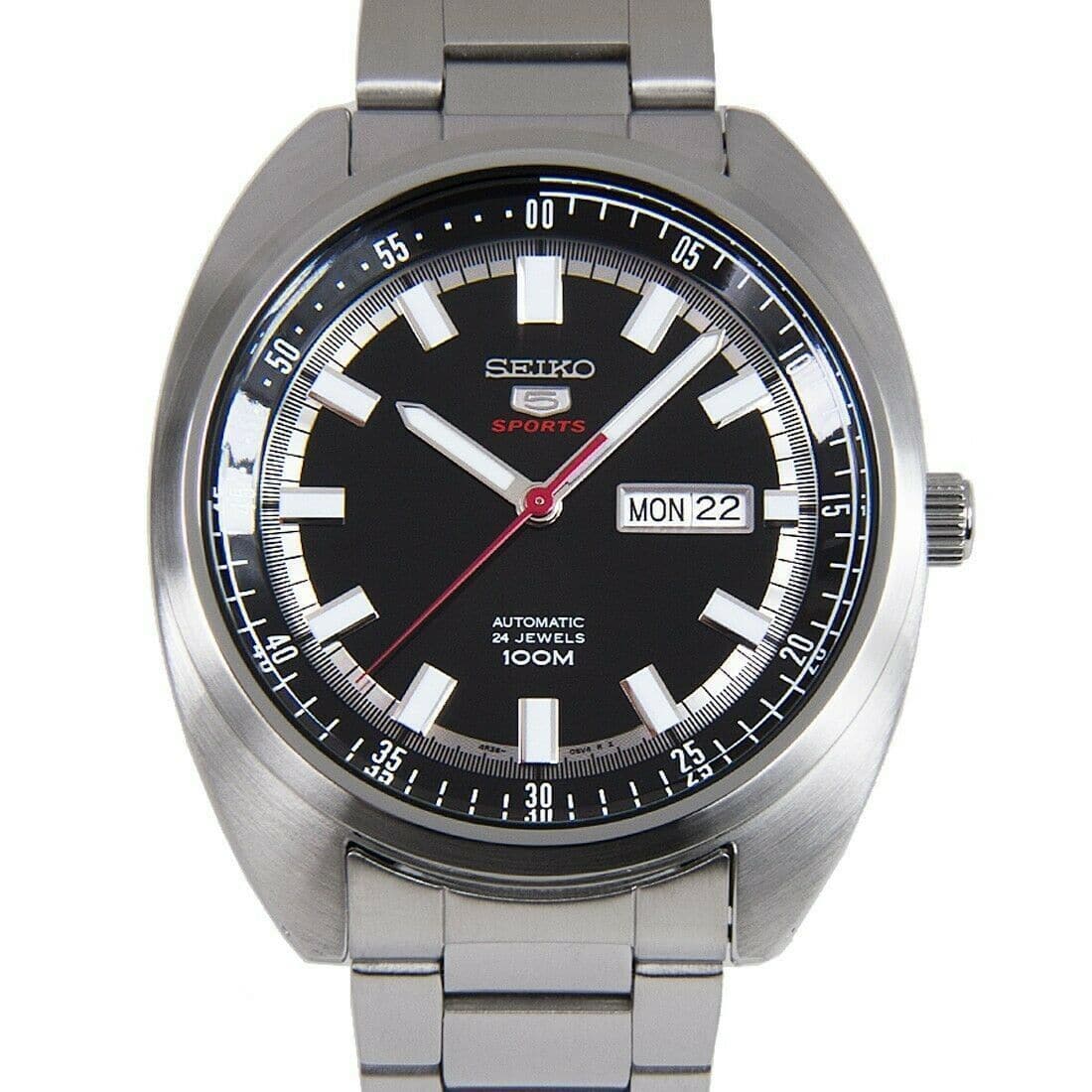 Seiko 5 Sports 100M Black Helmet Turtle Automatic Men's Stainless Steel Watch SRPB19K1