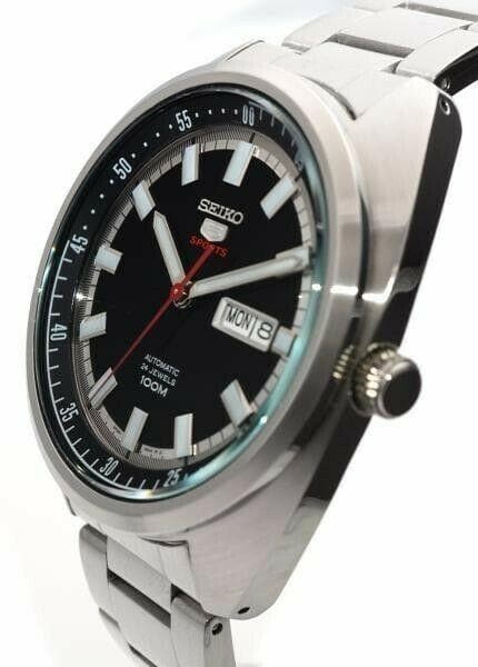 Seiko 5 Sports 100M Black Helmet Turtle Automatic Men's Stainless Steel Watch SRPB19K1