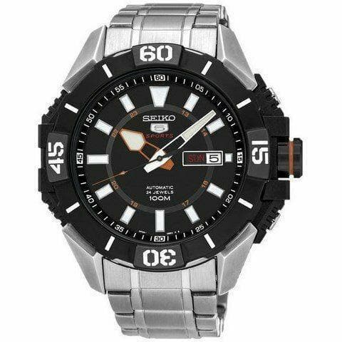 Seiko 5 Sports 100M Men's Black Dial Stainless Strap Watch SRP795K1