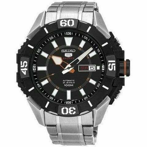 Seiko 5 Sports 100M Men's Black Dial Stainless Strap Watch SRP795K1