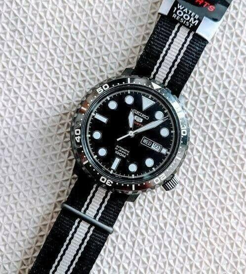 Seiko 5 Sports Bottle Cap 100M Men's Nylon Strap Watch SRPC67K1