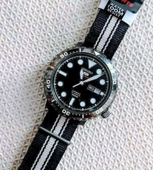 Seiko 5 Sports Bottle Cap 100M Men's Nylon Strap Watch SRPC67K1