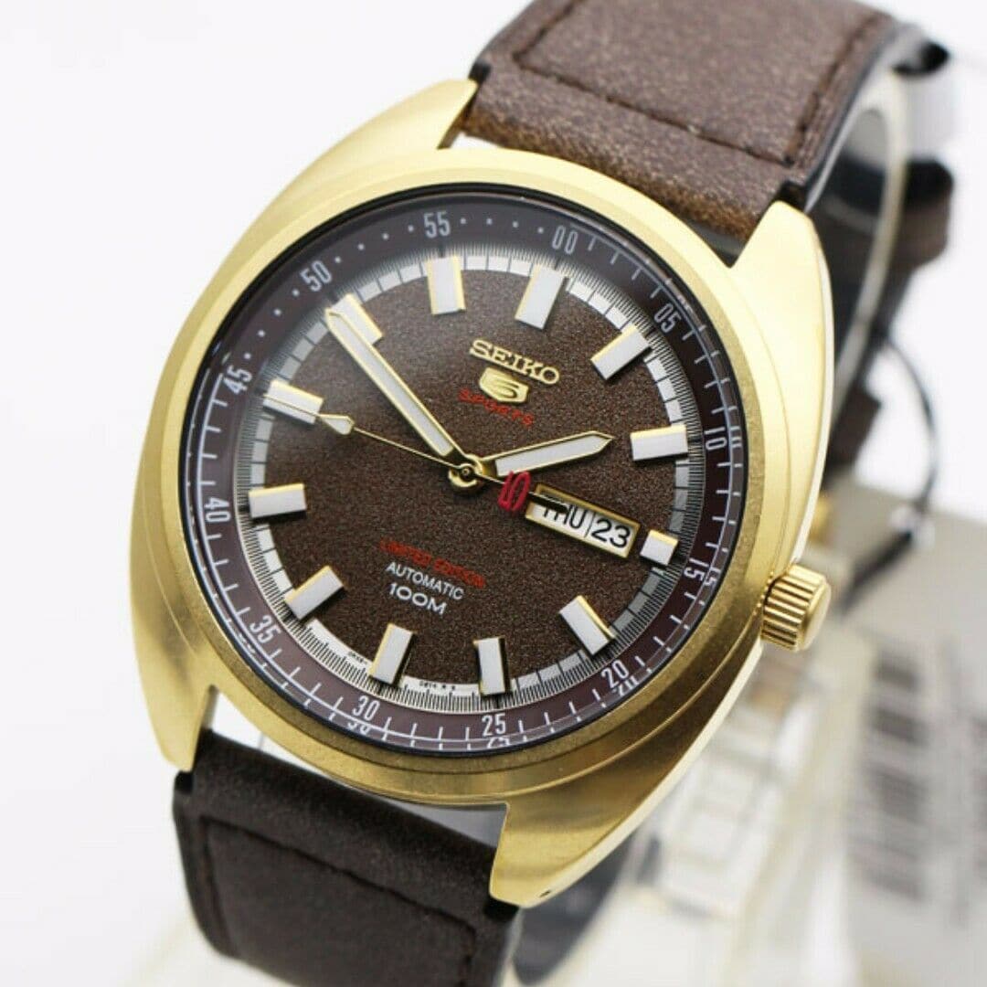 Seiko 5 Sports Brown Dial Limited Edition Helmet Turtle Automatic Men's Watch SRPB74K1