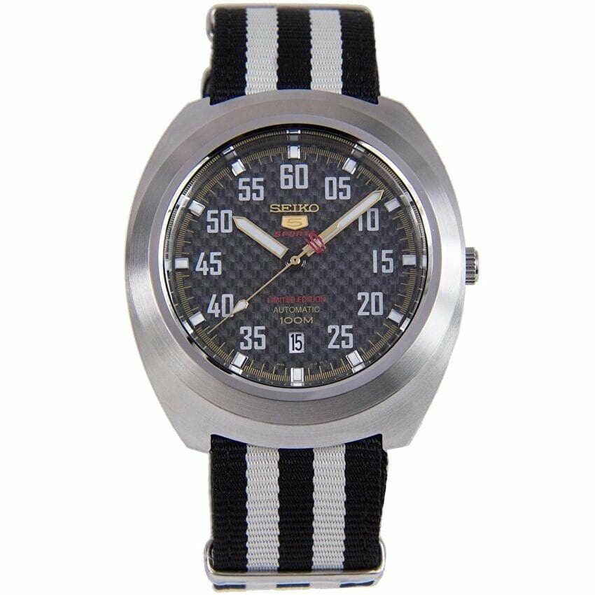 Seiko 5 Sports Carbon Fiber Dial Limited Edition Helmet Turtle Watch SRPA93K1