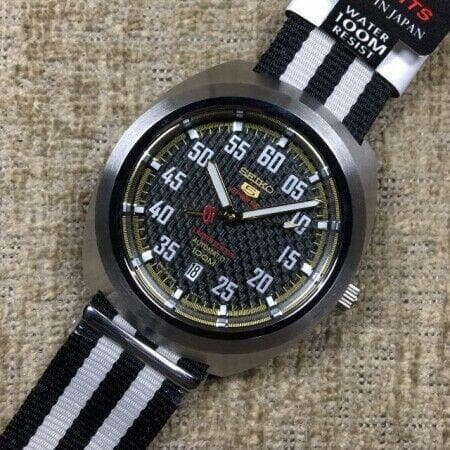 Seiko 5 Sports Carbon Fiber Dial Limited Edition Helmet Turtle Watch SRPA93K1