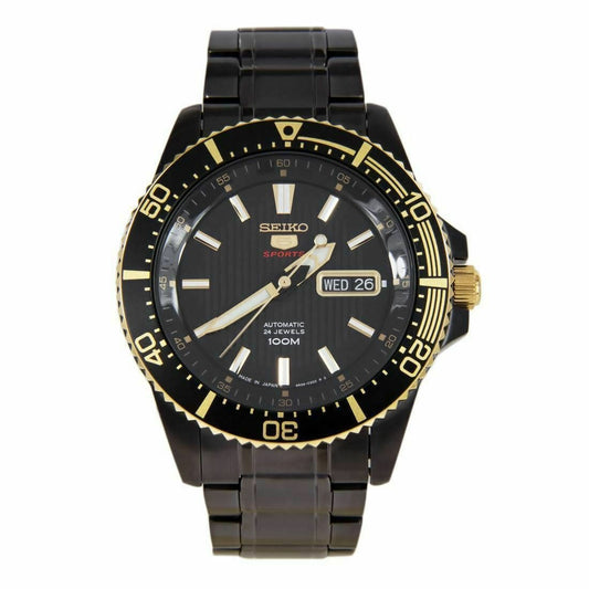 Seiko 5 Sports Japan Made 100M Black Ion Plated Automatic Men's Watch SRP558J1