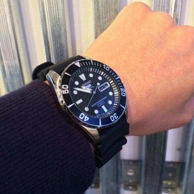 Seiko 5 Sports Japan Made Black Sea Urchin Automatic Watch Rubber Strap SNZF17J2