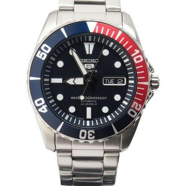 Seiko 5 Sports Japan Made Pepsi Sea Urchin Automatic Men's Watch SNZF15J1