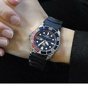 Seiko 5 Sports Japan Made Pepsi Sea Urchin Automatic Watch Rubber Strap SNZF15J2