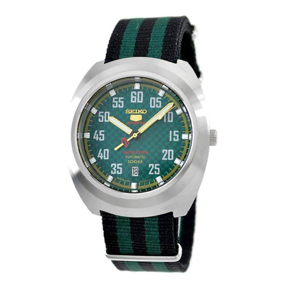 Seiko 5 Sports Japan Made Limited Edition Green Carbon Fiber Dial Helmet Turtle Watch SRPA89J1