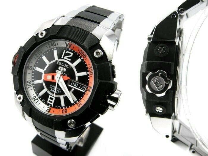 Seiko 5 Sports Pro Diver's Black Dial Orange and White Two Tone Watch SKZ265K1