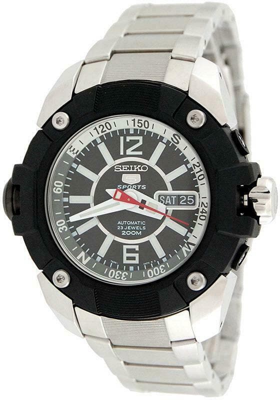 Seiko 5 Sports Pro Diver's Men's Black Dial Stainless Strap Watch SKZ261K1