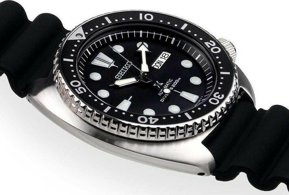 Seiko Black Turtle Prospex Diver's Men's Rubber Strap Watch SRP777K1
