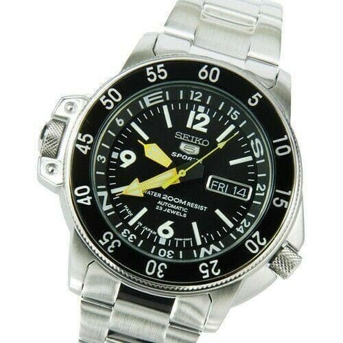 Seiko Japan Made Map Meter Black Atlas/Land Shark 200M Men's Watch SKZ211J1