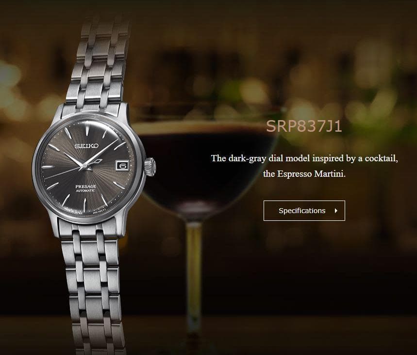Seiko Japan Made Presage Cocktail Expresso Martini Ladies' Watch SRP837J1