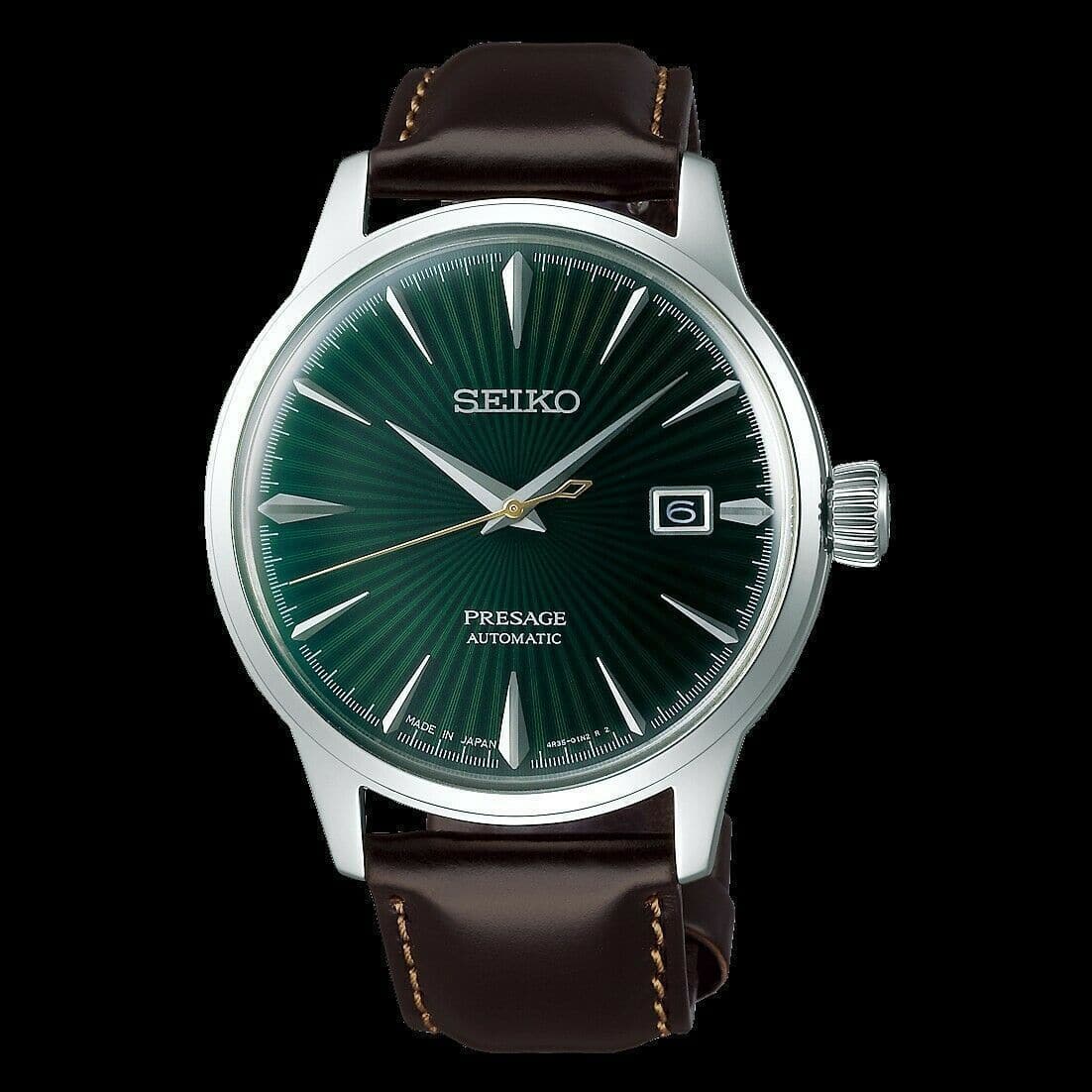 Seiko Japan Made Presage Cocktail Mockingbird Men's Leather Strap Watch SRPD37J1