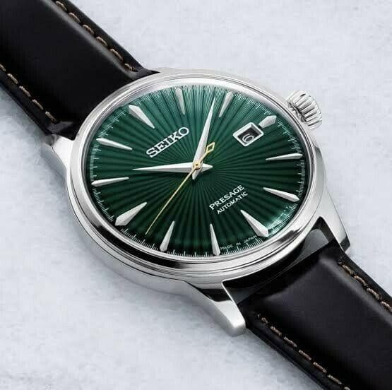 Seiko Japan Made Presage Cocktail Mockingbird Men's Leather Strap Watch SRPD37J1