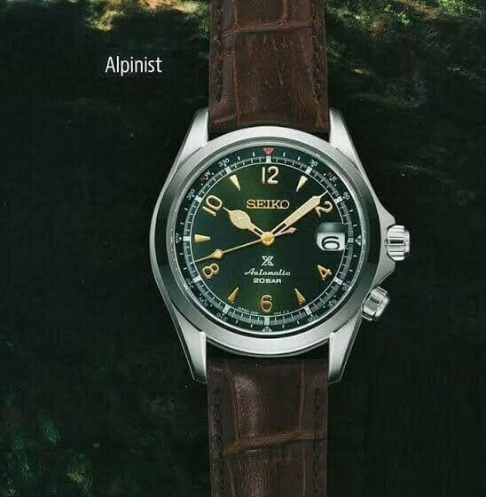 Seiko Japan Made Prospex Alpinist Green Men's Leather Strap Watch SPB121J1
