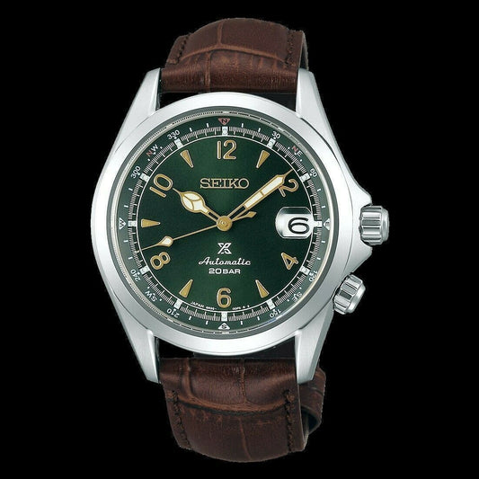 Seiko Japan Made Prospex Alpinist Green Men's Leather Strap Watch SPB121J1