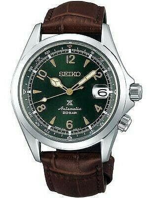 Seiko Japan Made Prospex Alpinist Green Men's Leather Strap Watch SPB121J1