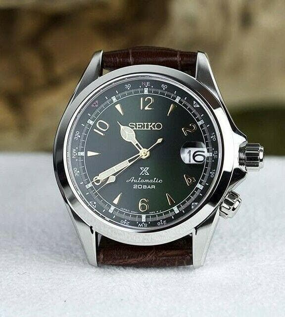 Seiko Japan Made Prospex Alpinist Green Men's Leather Strap Watch SPB121J1