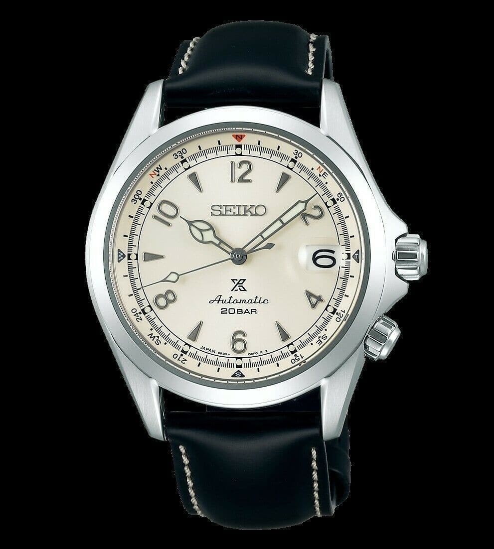 Jewelry & Watches:Watches, Parts & Accessories:Wristwatches - Seiko JAPAN Made Prospex NEW Alpinist White Men's Leather Strap Watch SPB119J1