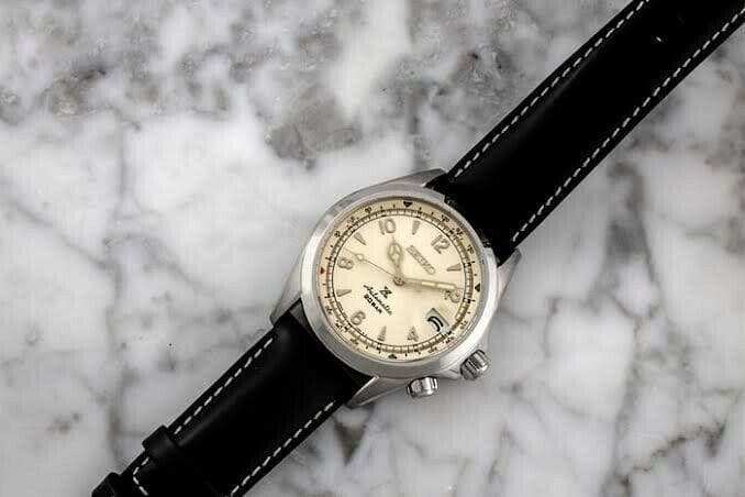 Jewelry & Watches:Watches, Parts & Accessories:Wristwatches - Seiko JAPAN Made Prospex NEW Alpinist White Men's Leather Strap Watch SPB119J1