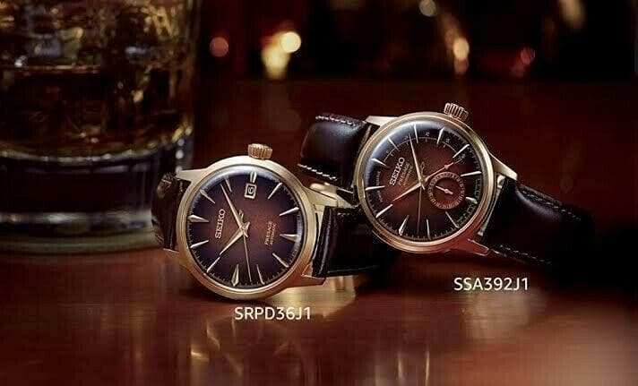Seiko LE Presage Dark Brown Old Fashioned Watches SSA392J1 + SRPD36J1 Set