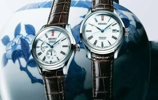 Seiko Presage Arita White Porcelain Dial Watches SPB093J1 + SPB095J1 Set